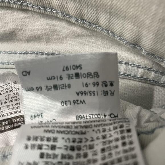 Levi's Jeans Womens 26 Light Gray 710 Super Skinny Raw Fringe Hem Stretch Denim - Picture 3 of 9